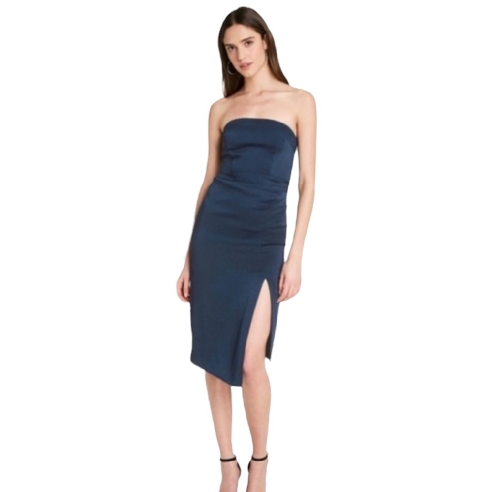 Cushnie x Target Navy Blue Strapless Side-Slit Asymmetrical-Hem Dress Size 6 NWT